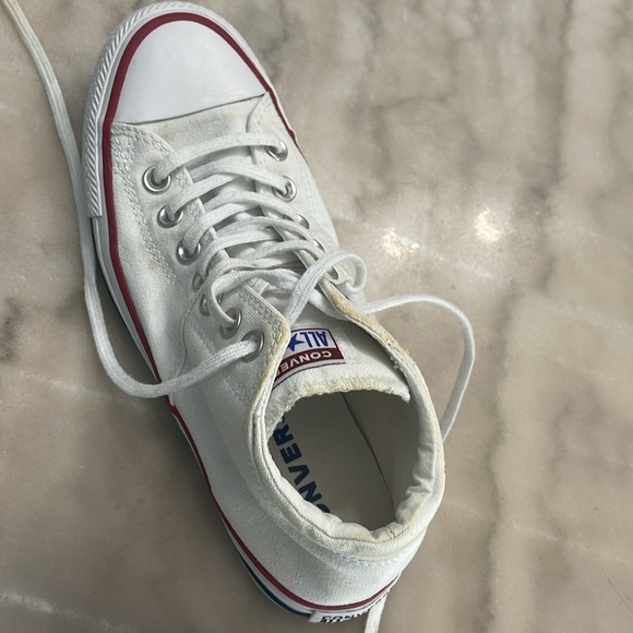 White mid-top Converse- Women’s size 8! Purchase a few weeks ago from a Posher! - Picture 2 of 6